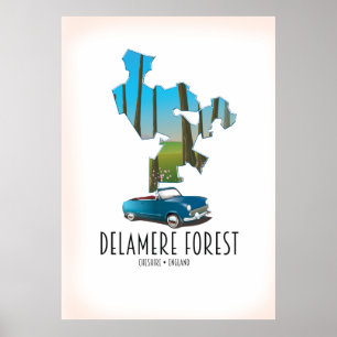Delamere Forest Cheshire England Karte Poster