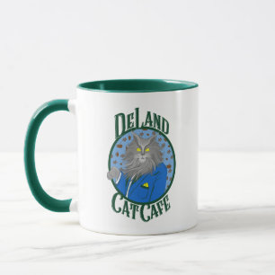 DeLand Cat Cafe's Henry DeCat in blauen Anzug Logo Tasse