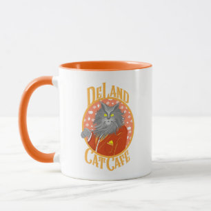 DeLand Cat Cafe's Henry DeCat-Logo in orangefarben Tasse