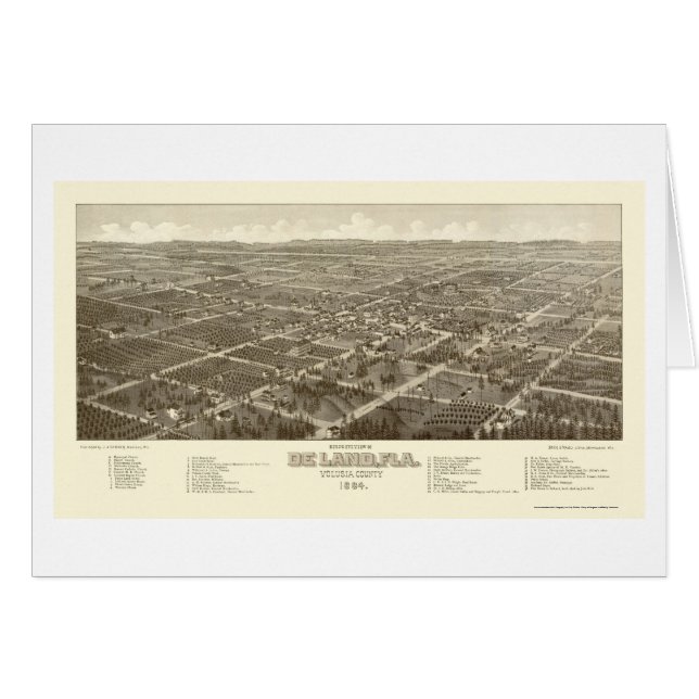 DeLand, panoramische Karte FLs - 1884 (Vorderseite (Horizontal))
