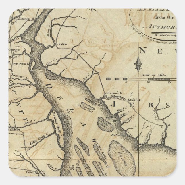 Delaware 2 quadratischer aufkleber (Vorderseite)