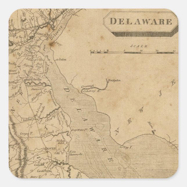 Delaware 3 quadratischer aufkleber (Vorderseite)