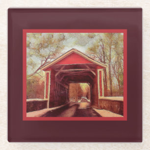 Delaware Ashland Covered Bridge Glass Untersetzer