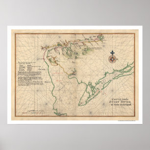 Delaware Bay Map 1639 Poster