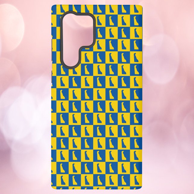 Delaware Blue Gold Checkerboard Pattern Samsung Galaxy Hülle (A phone case with a blue and gold pattern of the US state of Delaware.)