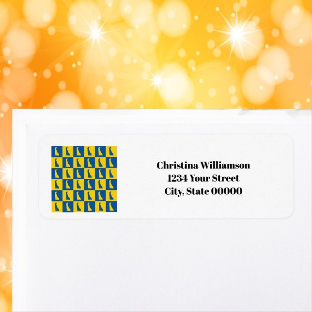 Delaware Blue Gold Personalisierte Rücksendeadress (Return address label with a blue and yellow gold pattern of Delaware.)