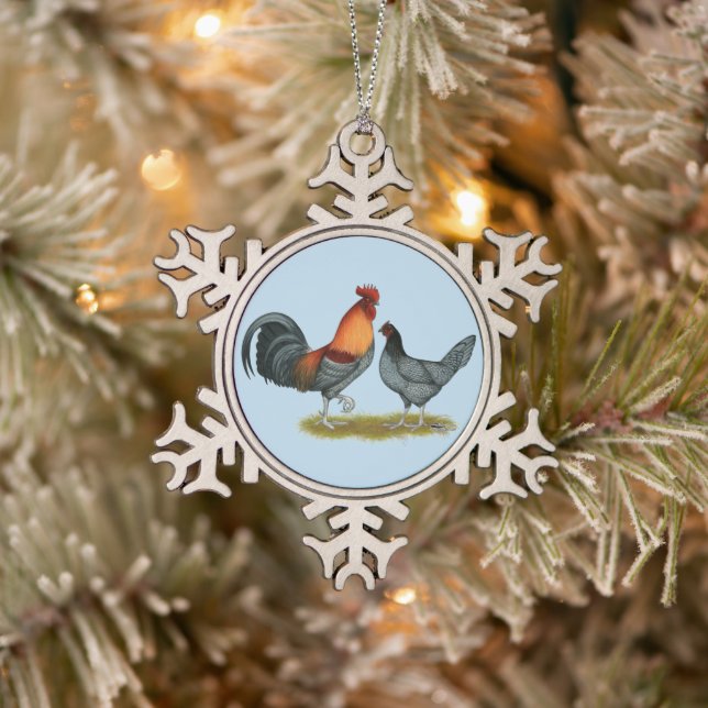 Delaware Blue Hen Schneeflocken Zinn-Ornament (Baum)