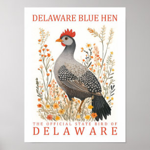 Delaware Blue Hen Vogel aus Delaware USA Reise Poster