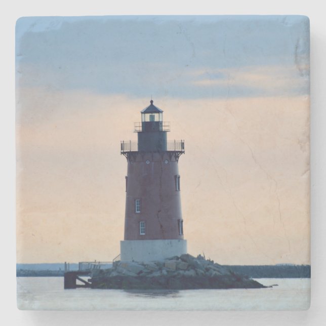 Delaware Breakwater Lighthouse Cape Henlopen Steinuntersetzer (Vorderseite)