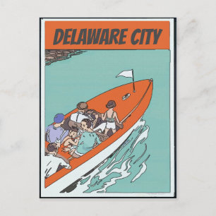 Delaware City, Bootsfahrt, Vintage-Postkarte Postkarte