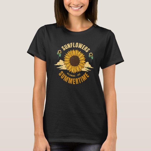 Delaware DE Pride Sunflower Summer Rebellious Gard T-Shirt (Vorderseite)