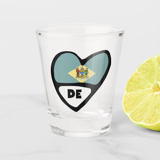 Delaware, DE-Staatsflagge im Herzen, Shot Glass Schnapsglas (Vorderseite)