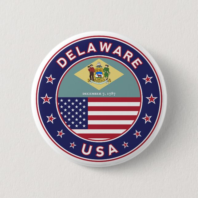 Delaware, Delaware, T - Shirt, Delaware, Aufkleber Button (Vorderseite)