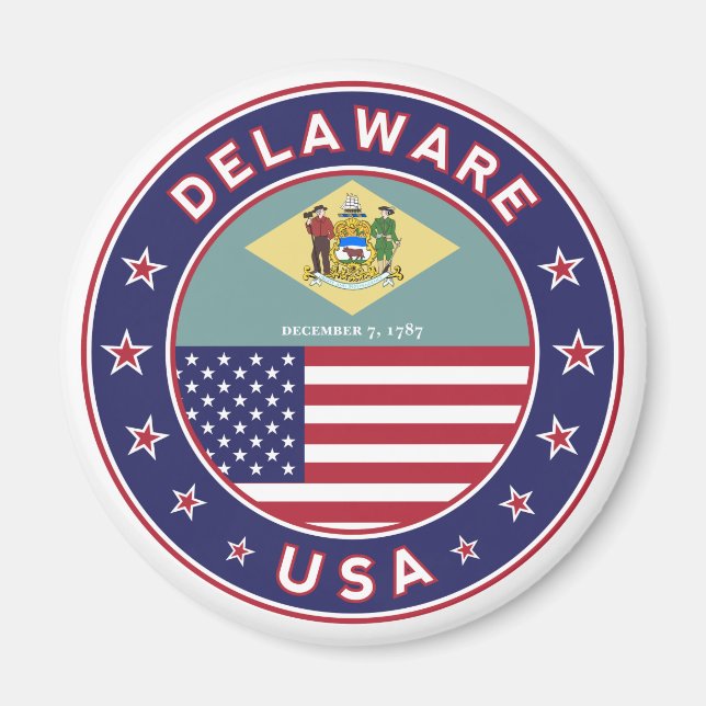 Delaware, Delaware, T - Shirt, Delaware, Aufkleber Magnet (Vorne)