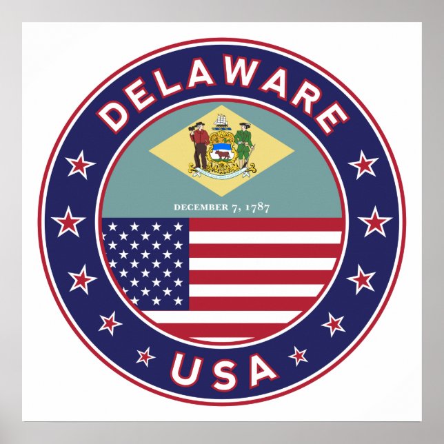 Delaware, Delaware, T - Shirt, Delaware, Aufkleber Poster (Vorne)