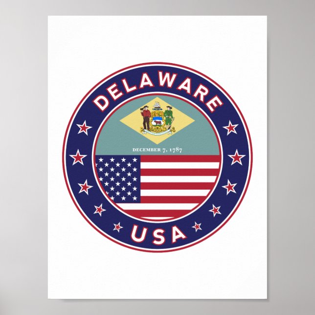 Delaware, Delaware, T - Shirt, Delaware, Aufkleber Poster (Vorne)