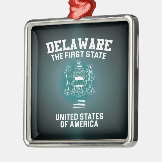 Delaware Der erste Staat Silbernes Ornament (Links)