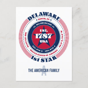 Delaware, Dover, DE Patriotic Monogram Postcard Postkarte