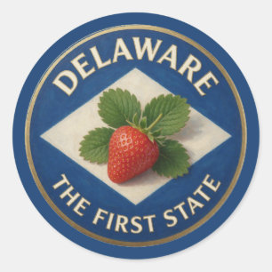 Delaware-Erdbeer-Emblem 🍓 Runder Aufkleber