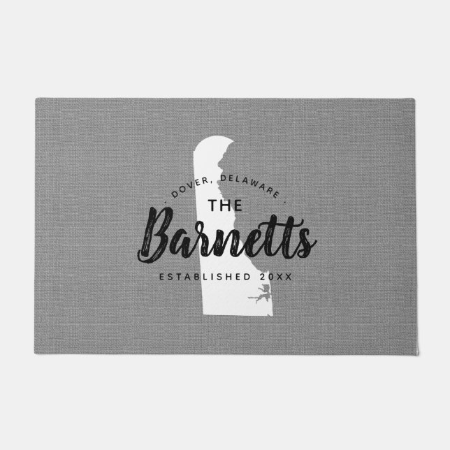 Delaware Family Monogram Staat Doormat Fußmatte (Vorderseite)