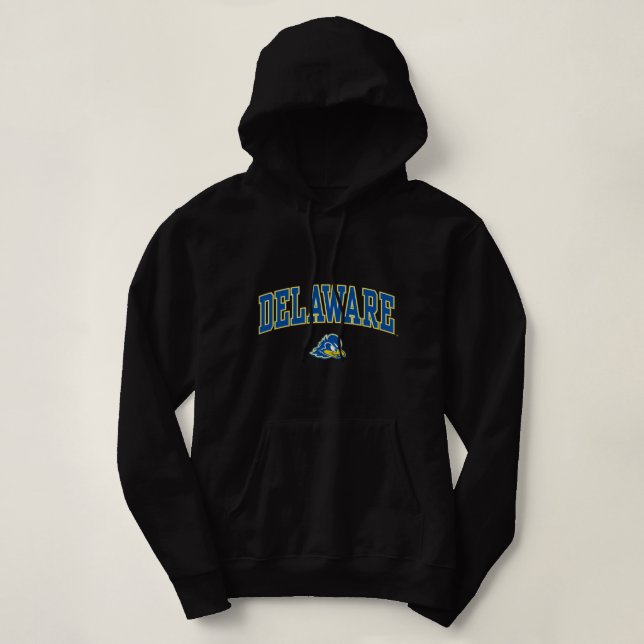 Delaware Fightin' Blue Hens Arch über Heather Grau Hoodie (Design vorne)