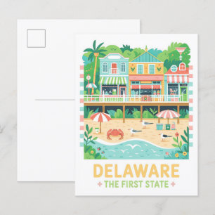 Delaware, First Staat USA Summer Travel Postkarte