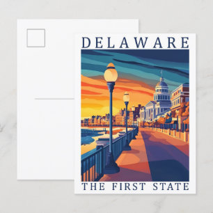Delaware, First Staat USA Travel Place Postkarte