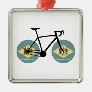 Delaware Flag Cycling Ornament Aus Metall