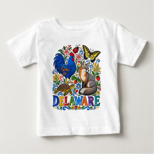 Delaware Folk Art Wildlife Celebration Baby T-shirt