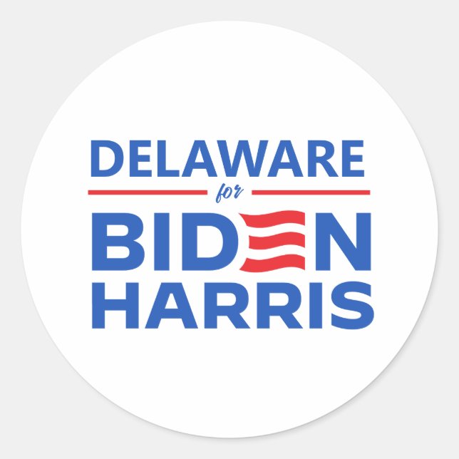 Delaware für Biden Harris Runder Aufkleber (Vorderseite)