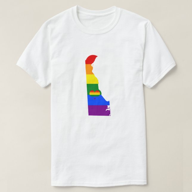 Delaware Gay Pride Rainbow Flag Herz GLBTQ Design T-Shirt (Design vorne)