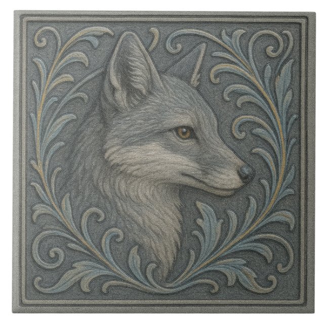 Delaware Gray Fox - Keramik Tile Fliese (Vorderseite)