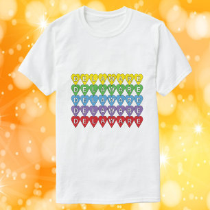 Delaware Hearts Colorful Rainbow T-Shirt