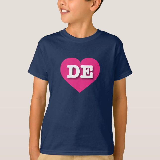 Delaware Hot Pink Heart - I Liebe DE T-Shirt (Vorderseite)