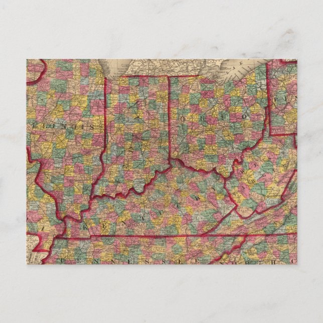 Delaware, Illinois, Indiana, Iowa North Carolina Postkarte (Vorderseite)