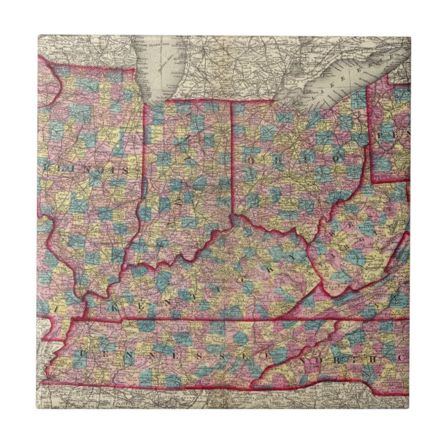 Delaware, Illinois, Indiana und Iowa Fliese (Vorderseite)