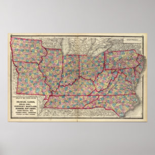 Delaware, Illinois, Indiana und Iowa Poster