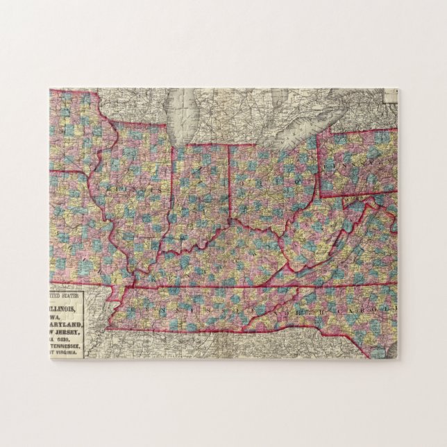 Delaware, Illinois, Indiana und Iowa Puzzle (Horizontal)