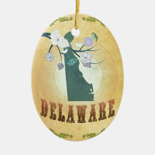 Delaware-Karte mit reizenden Vögeln Keramikornament