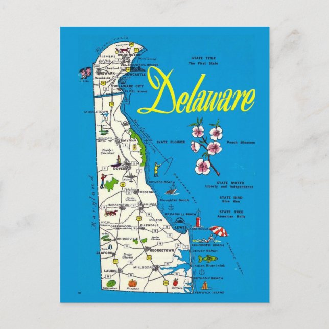 Delaware-Karte  Postkarte (Vorderseite)