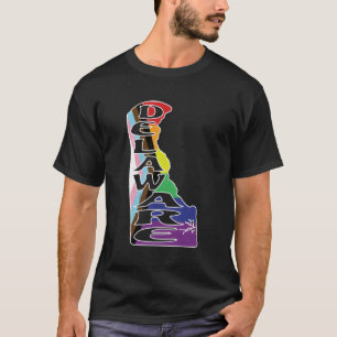 Delaware-Kontur in Lgbtqia Pride Flag Rainbow Col T-Shirt