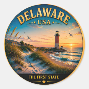 Delaware-Küsten-Erbe Staat Reiseandenken Runder Aufkleber
