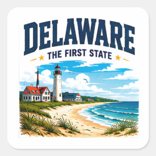 Delaware Küstenflucht Reise Quadratischer Aufkleber