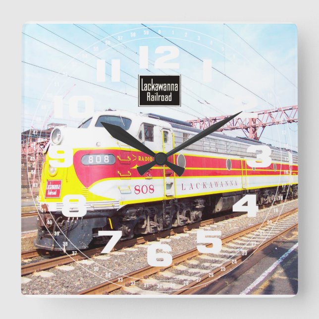 Delaware Lackawanna und Western Locomotive 808 Quadratische Wanduhr (Vorderseite)