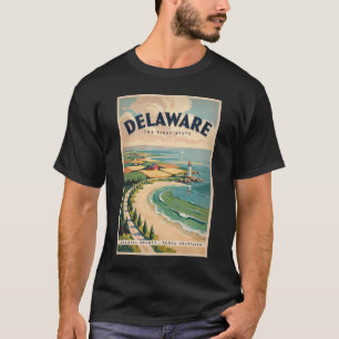 Delaware Leuchtturm Illustration Reise Kunst Retro T-Shirt