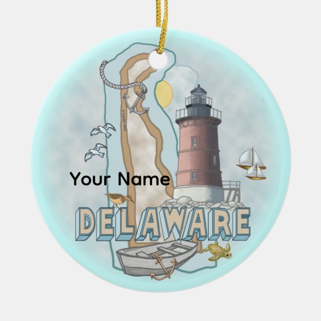 Delaware Leuchtturm Keramik Ornament (Vorne)