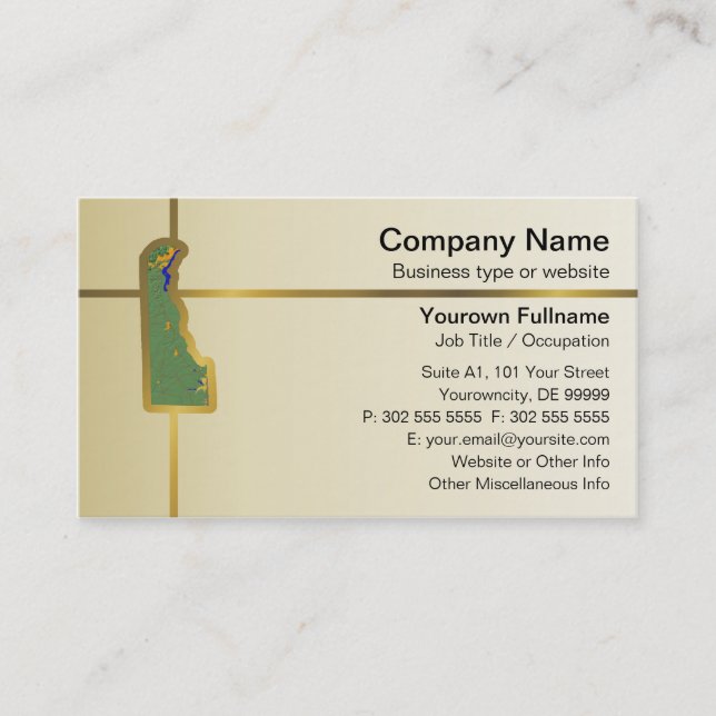 Delaware Map Business Card Visitenkarte (Vorderseite)