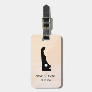 Delaware Map Wedding Luggage Tag, Name des Paares Gepäckanhänger