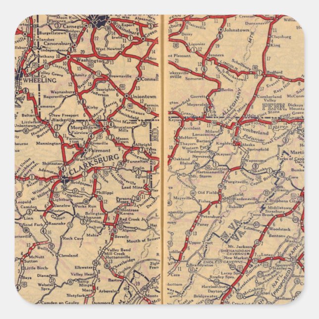 Delaware, Maryland, Virginia, West Virginia Quadratischer Aufkleber (Vorderseite)