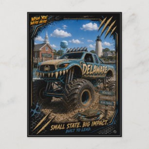 Delaware Monster Truck Gelände Kunst Postkarte